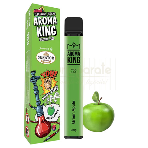 Tigara electronica cu 700 pufuri de unica folosinta fara nicotina AK by Senator Green Apple cu aroma de mere verzi